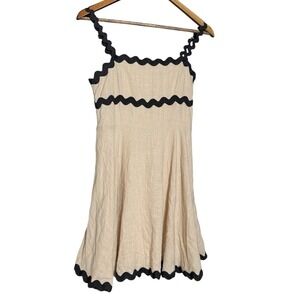 Square Neck A-line Mini Sundress Rickrack Straps Sleeveless M cottagecore‎